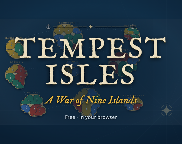 Tempest Isles cover art with the title stacked over the map